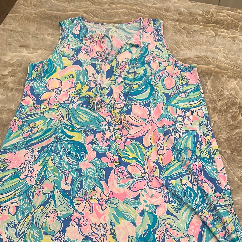 Lilly Pulitzer Floral Sleeveless Dress - Pink, Blue, Green